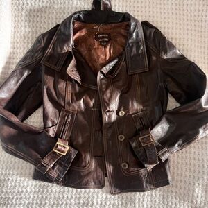 Beautiful Brown Danier Leather Fitted Jacket